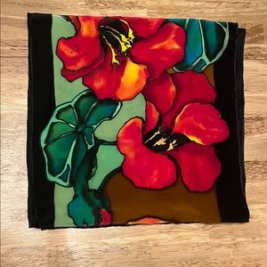 American Vintage Floral Scarf - Red and Green